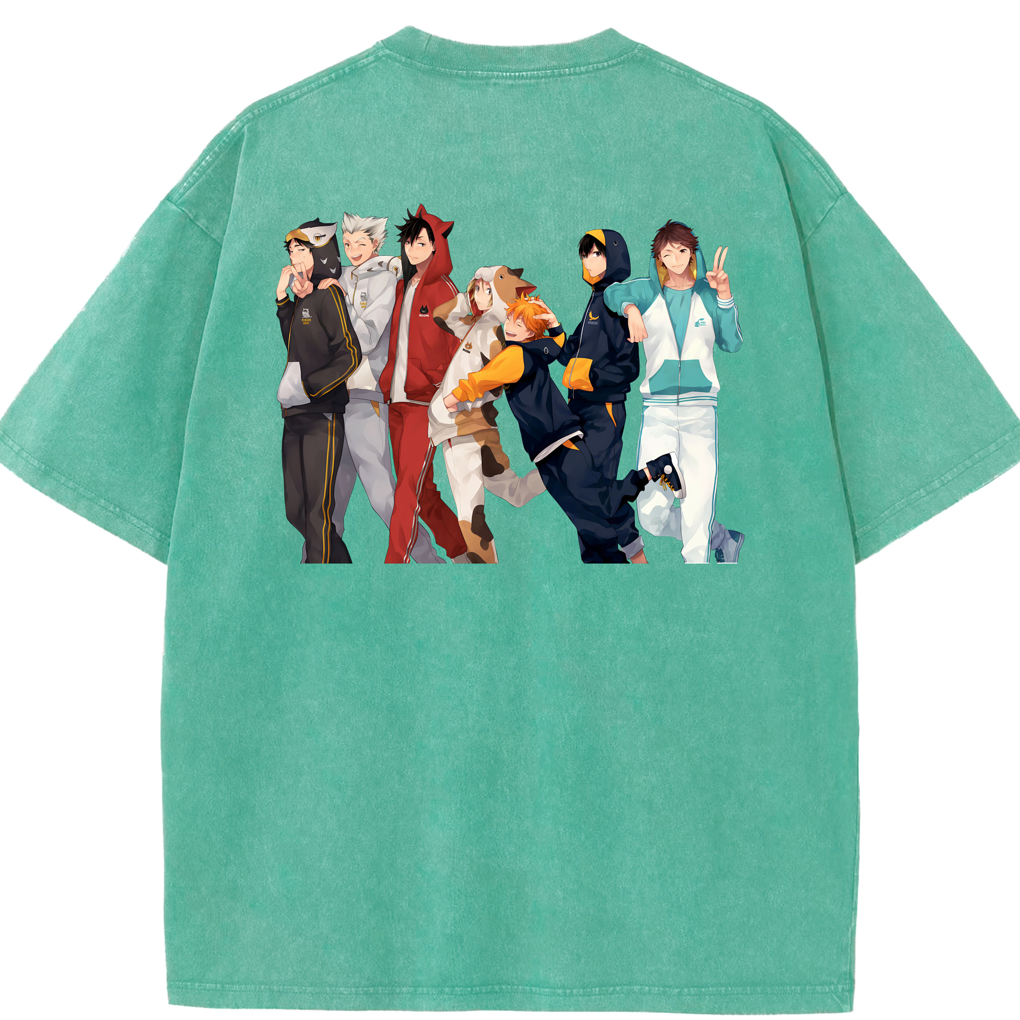 （画像用） ハイキュー!! Haikyu!! 綿100% ヴィンテージ風 半袖Tシャツ（背面プリント）